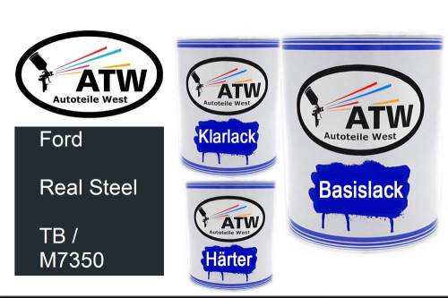 Ford, Real Steel, TB / M7350: 1L Lackdose + 1L Klarlack + 500ml Härter - Set, von ATW Autoteile West.